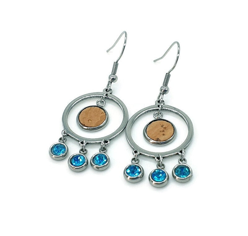 MARY - Cork Turquoise Dangle Earrings