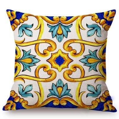 Mediterranean Tile Pillow Cover