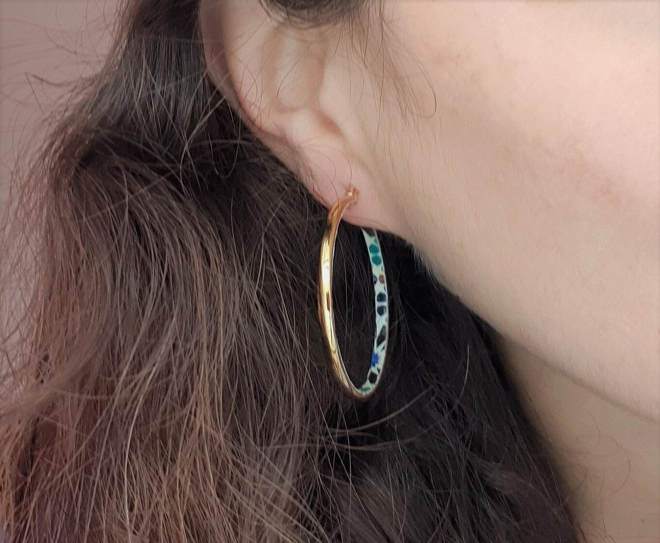 BLUSH - Gold Hoop Moroccan Tile Earrings