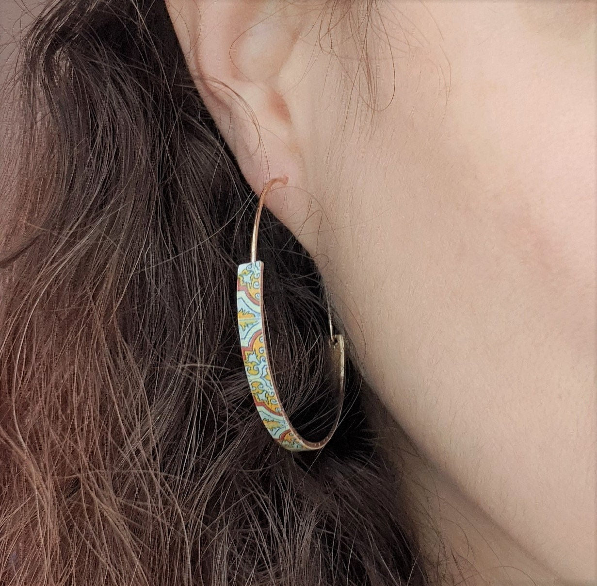CHAYA - Gold Hoop Tile Earrings