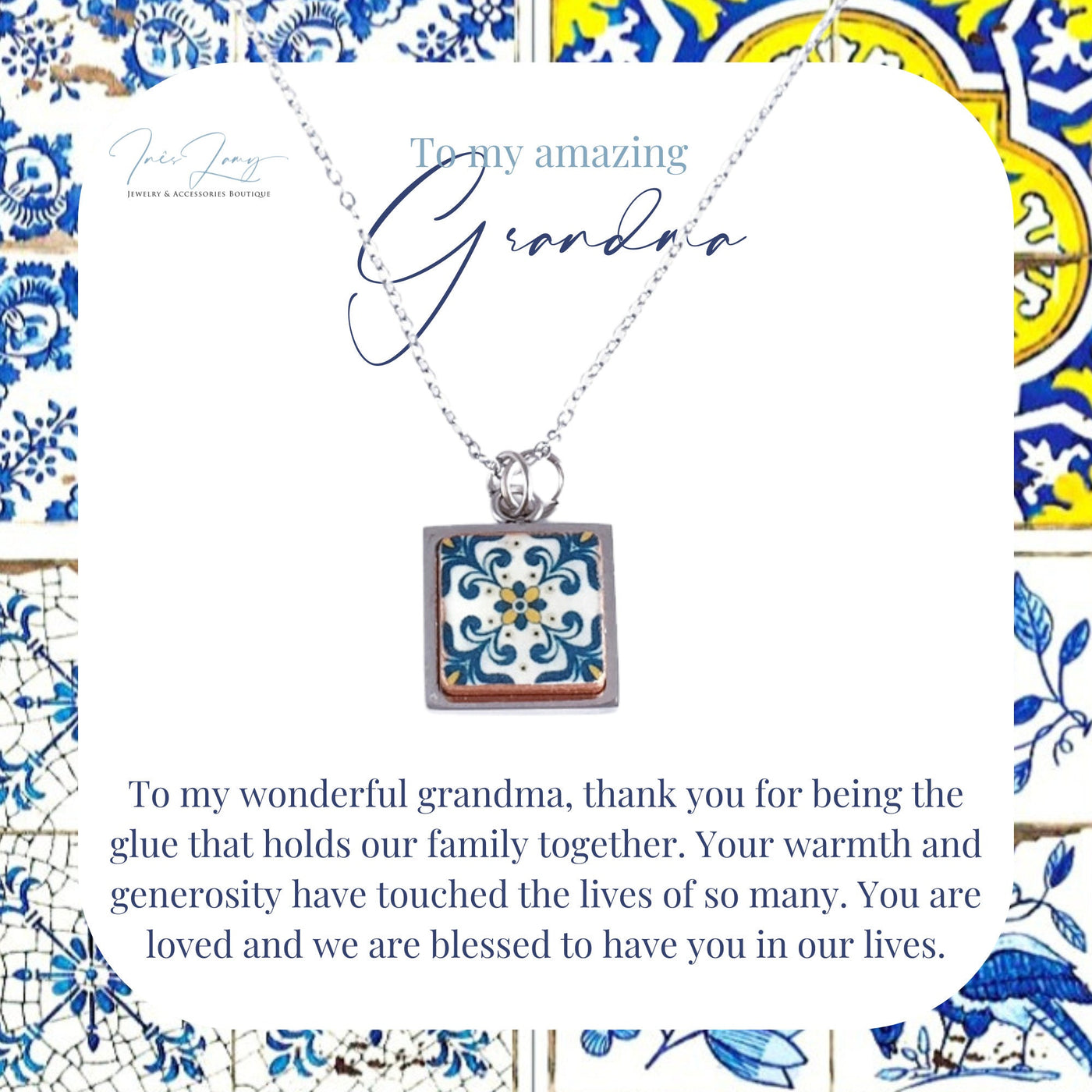 To my Amazing Grandma - Personalized Message Card Necklace
