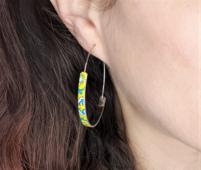 EIRENE - Yellow Blue Hoop Tile Earrings