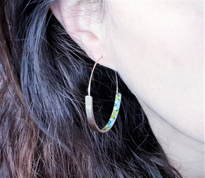 CYBELE - Green & Yellow Hoop Tile Earrings