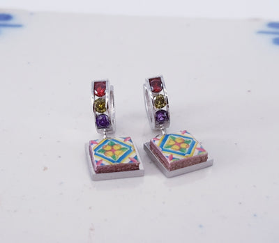 MARIELA - Sicilian Colorful Charm Tiles Huggee Earrings
