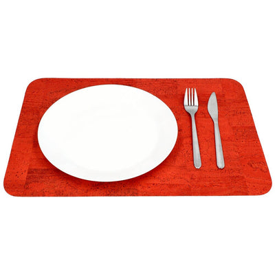 CORK Placemat RED Nonslip Individual Eco Friendly Heat Resistant Waterproof Rectangular Indoor Dining Table Dinner Decor Vegan Kitchen
