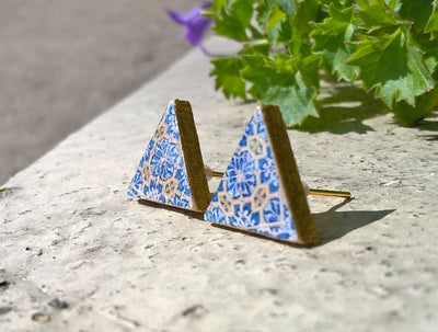 LAVINIA - Triangle Antique Tiles Stud Earrings