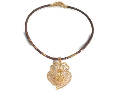 CLAIRE - Gold Heart of Viana Cork Necklace - ineslamy