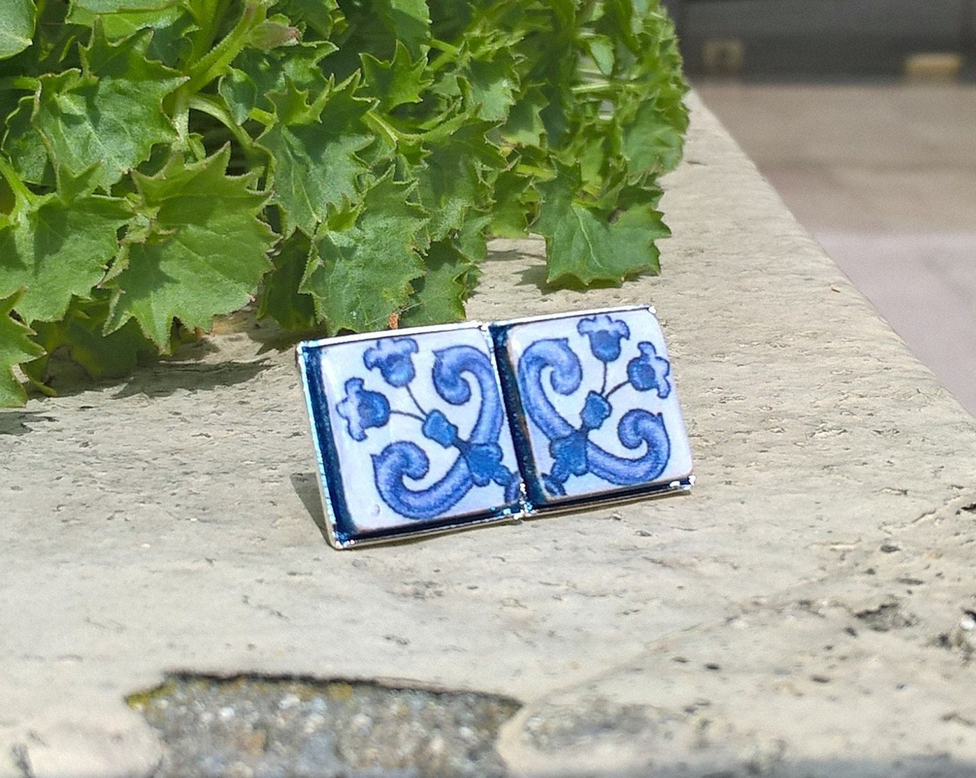 FABIANA - Floral Azulejo Studs Earrings