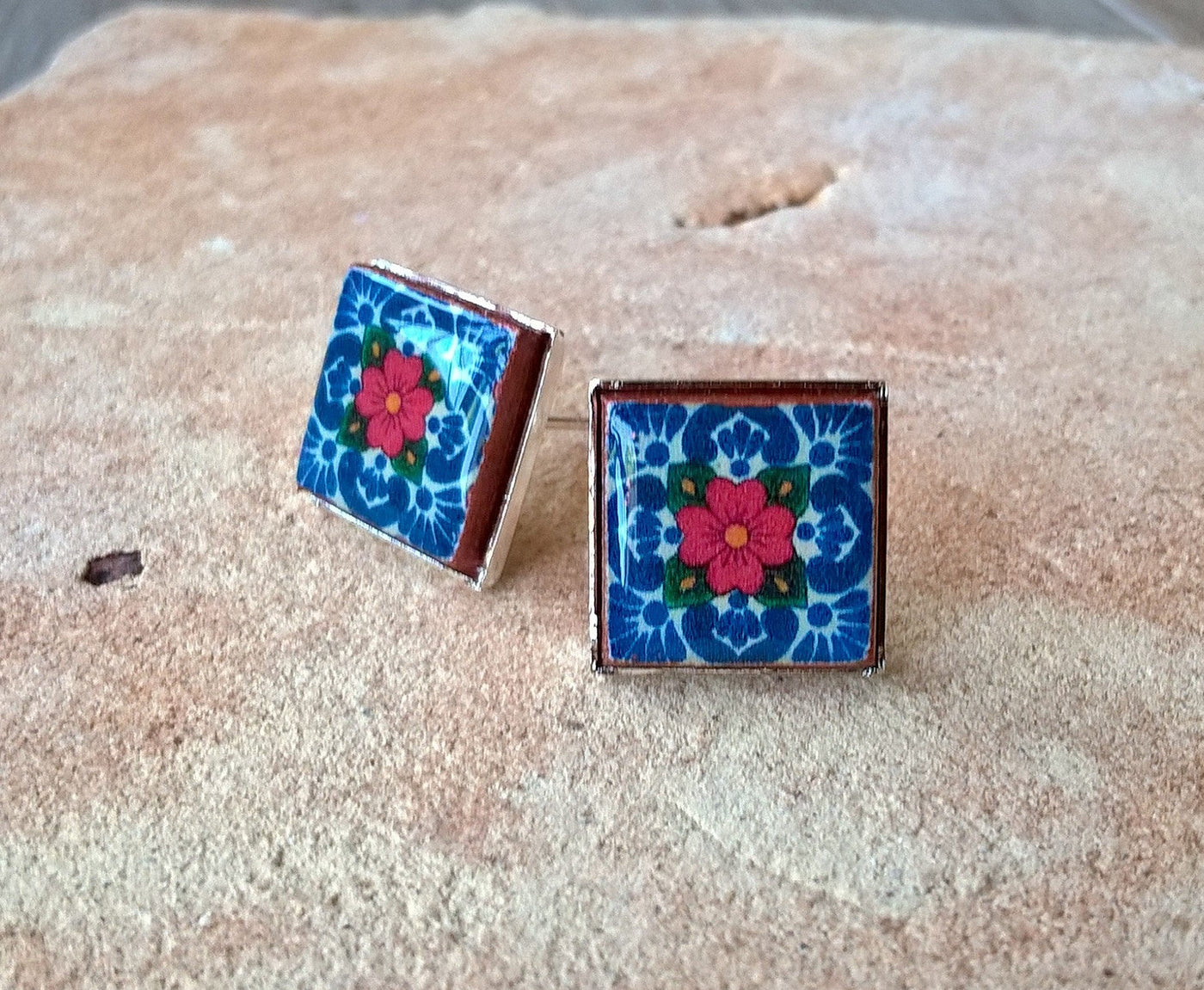 Mexican Tiles Stud Earrings - ineslamy