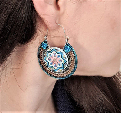 DEBORAH - Pink & Blue Hoop Earrings - ineslamy
